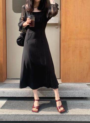 后露背连衣裙，女装连衣裙，CHOCOLATE