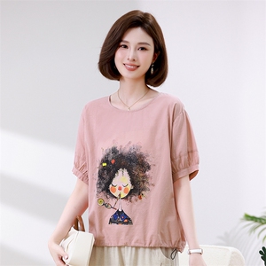 时尚宽松短袖T恤女夏季新款卡通印花上衣百搭休闲女装衬衫图片