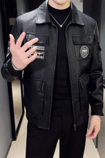 2024秋冬皮衣夹克修身翻领PU机车皮衣外套男py5616-p118M-5XL，男装皮衣，电商D303