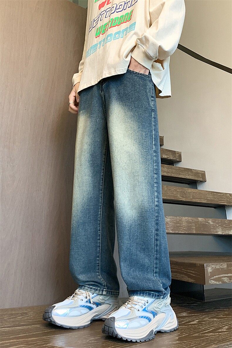 现货牛仔裤男秋季新款美式高街潮牌宽松直筒裤XZ811A-FN01-特P40,男装牛仔裤,星座811A