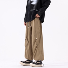703-K360-P48春季高品质高街潮牌铆钉宽松工装直筒休闲裤，男装休闲裤，星座703