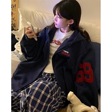 复古重磅刺绣字母连帽开衫卫衣男宽松百搭设计感上衣外套W2799，女装短外套，星座1116A（原606A-3）