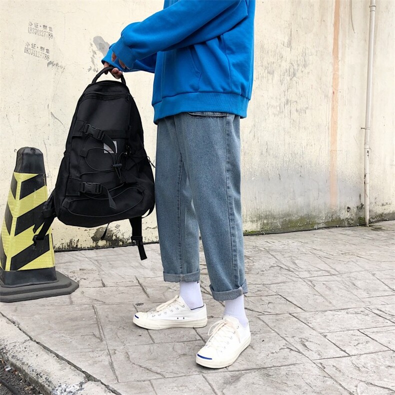 秋季港风新款牛仔裤男精品简约百搭直筒小脚休闲九分裤N/,男装牛仔裤,电商D202