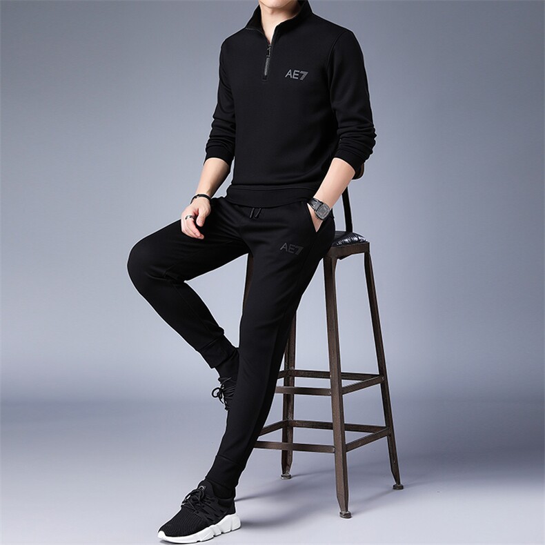 SA8665-2钱塘2020-2中年男士冬季新款百搭简约时尚卫衣套装P147,男装休闲套装,钱塘207-2