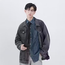 新款牛仔衣夹克男士美式潮牌工装复古外套男生宽松型HS8159/P60，男装工装外套，星座506