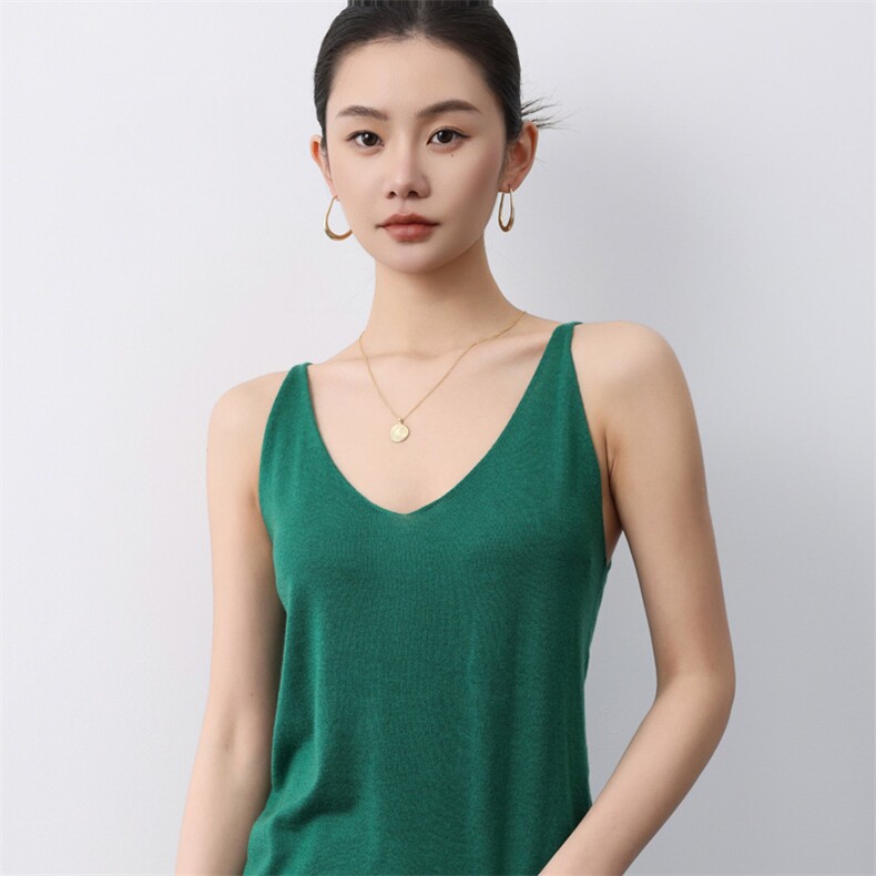 针织马甲女v领修身慵懒镂空无袖毛衣坎肩背心,女装背心吊带,庆大羊绒