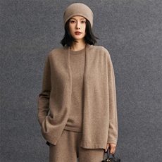 2025舒适简约宽松开衫长袖针织衫秋冬新款，女装针织衫/毛衣，五色羊羊绒