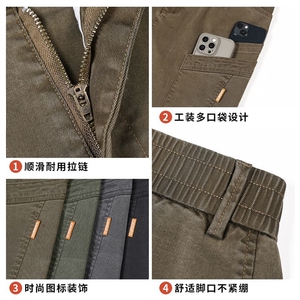 多口袋工装裤男款秋冬季保暖直筒裤加绒加厚宽松阔腿休闲长裤主推图片