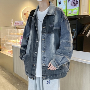 Wt3328-P69美式复古牛仔拼接夹克图片