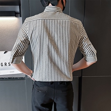 夏季男士七分袖条纹衬衫男休闲修身休闲衬衣A236-C665-P55，男装衬衫，电商A236