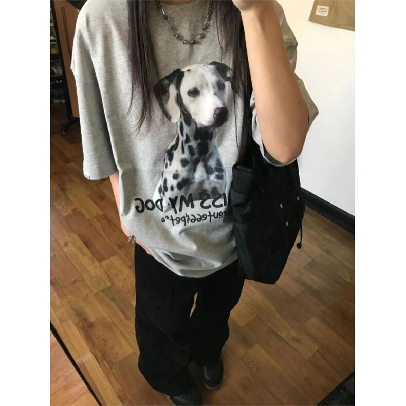 M294-P30 卡通斑点狗纯棉卡通印花短袖 男女同款宽松大版图片
