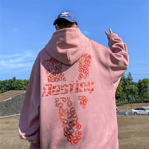 直播品质 400克麂皮绒重磅工艺美式德丝网印花卫衣 JP202特P50图片