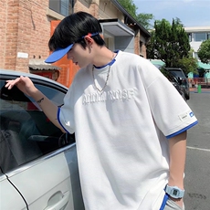 潮短袖t恤男士夏季潮流ins体恤夏天上衣服字母帅宽松W2782-P30，男装T恤，星座412-3
