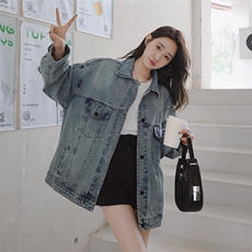 现货可主推炸街盐系后背刺绣宽松牛仔外套，女装短外套，菡迪欧娜