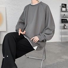 8XL-M假两件卫衣加肥加大码重磅拼接外套圆领套头WY5103P55加绒65，女装短外套，电商B238