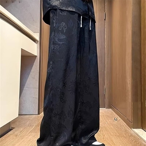 风薄款龙纹时尚阔腿裤男休闲裤夏季大码灯笼裤宽松九分裤男裤图片