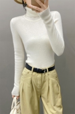 欧货秋冬软糯纯山羊绒衫女毛衣高领套头修身显瘦羊毛针织打底衫，女装羊绒衫，织绒羊