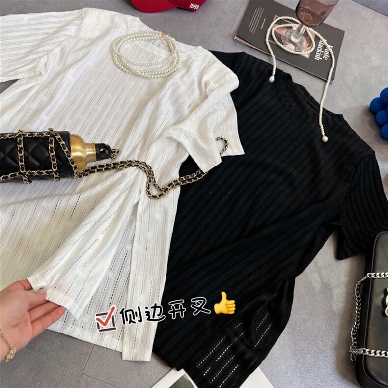 现货夏季新面料开叉垫肩短袖，其它，AT(2F)