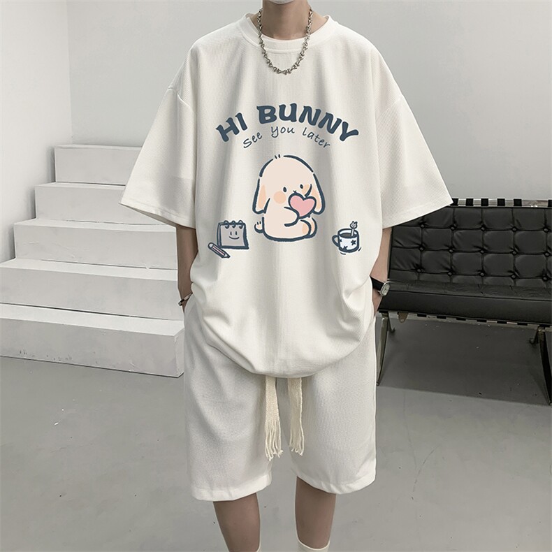 华夫格套装运动短袖t恤套装休闲两件套一套 HZ84314-P44图片
