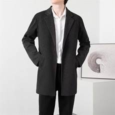 毛呢大衣男秋冬中长款韩版西装领风衣宽松帅气男士呢子外套FW12，男装风衣，星座1116A-2（原606A-1）