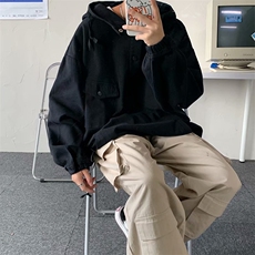 秋季痞帅工装外套男韩版潮流多口袋炸街衣服潮牌宽松休闲连帽夹克，男装夹克，星座1210-1