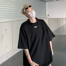 韩版ins小众解构设计感短袖t恤男高级感休闲宽松百搭纯色半袖上衣，男装T恤，星座410-6（原星座1304-1）