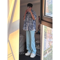 24年春夏季水洗高街vibe直筒宽松阔腿五色牛仔裤NZ2310-P55控78，男装牛仔裤，星座1002-1
