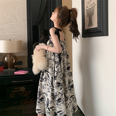 水墨印花复古撞色连衣裙3301P90-K138，女装连衣裙，2C333