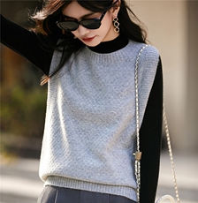 2025年秋季新款百搭线蜂窝无袖马甲，女装羊毛衫，片语羊绒