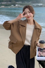 法式短款工装风衣外套女春秋2025新款小个子气质炸街夹克韩国上衣，女装风衣，2D075