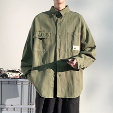衬衫男2025春季新款港风大码宽松纯棉工装长袖衬衣CS800-特P45，男装衬衫，星座214-3