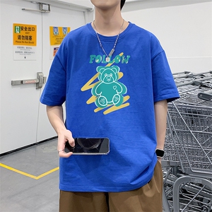 夏季印花纯棉美式短袖T恤男宽松体恤打底衫图片