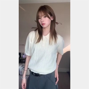 老钱风冰丝针织polo衫美式cleanfit提花短袖男夏季高智高级感t恤图片