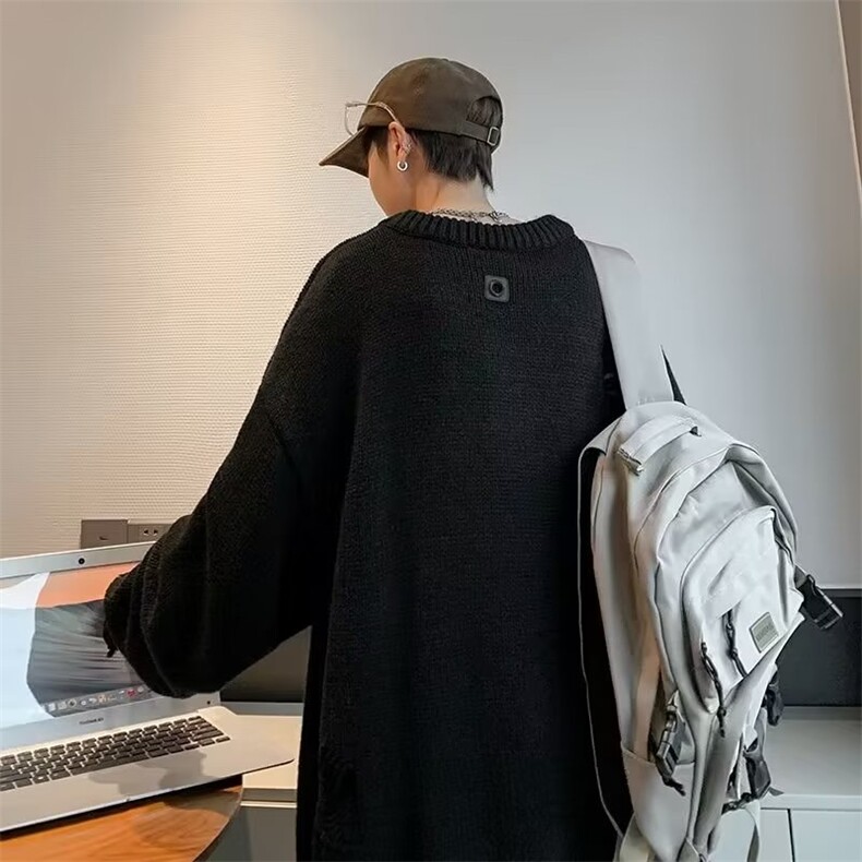 慵懒风复古宽松小众针织衫男女秋冬大码显瘦遮肚外穿长袖上衣,男装针织衫/毛衣,四季星座218-1