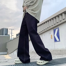 美式阔腿牛仔裤男女2026年宽松舒适直筒百搭拖地长裤RK3105-P49，男装牛仔裤，星座412-3