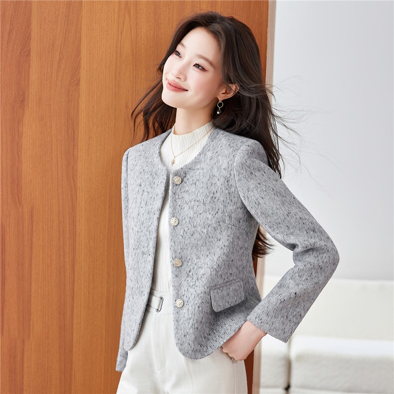 《档口现货》2026秋装新款气质毛感修身短外套西装小个子女,女装短外套,苗苗