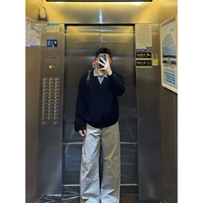 已下单冬季优雅假两件V领撞色拼接针织开衫毛衣外套~MY2571批68，男装针织衫/毛衣，星座1411A-6