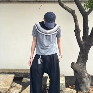 美式复古费尔岛撞色圆领短袖t恤女夏季设计感百搭亨利领针织上衣图片