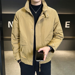 2024店主风立领休闲加棉加厚保暖夹克棉服外套男18866-P150,蓝色长款大衣搭配打底衫图片图片