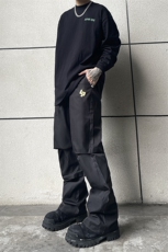 B221美式ins街头hiphop刺绣宽松褶皱休闲裤子LK23123-P60控78，男装休闲裤，电商B221