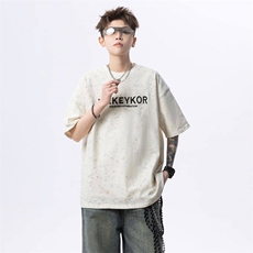 25新款无影墙脏脏布重磅300克刺绣短袖T恤男B208-DX2501-P38控58，男装T恤，电商B208
