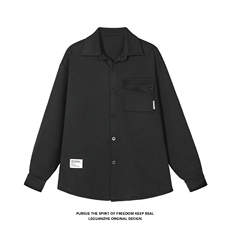 美式重磅衬衫男生春秋季中性风叠穿雅痞潮牌宽松大码长袖衬衣外套，男装衬衫，电商A022