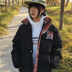 美式复古拼接格子棉衣棉袄2025新款保暖宽松加厚面包服，男装棉衣，星座1210-1