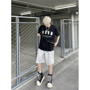 M670-P40原版小香风刺绣+钉珠+烫钻休闲宽松短袖T恤男女同款图片