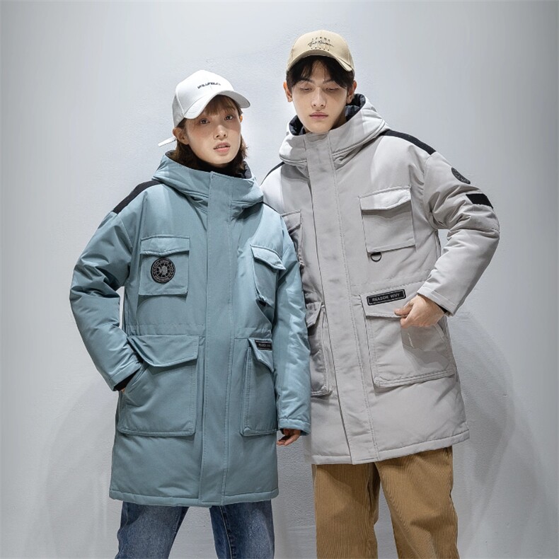 日系新款连帽情侣中长款外套学生白鸭绒羽绒服潮牌男R2020P150,男装羽绒服,星座301D-5(原星座1415）