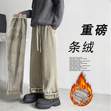 美式条绒裤子加绒加厚宽松高街潮牌休闲长裤JRX1881特批55，男装卫衣，星座718