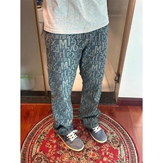 巴黎满印提花牛仔裤男潮牌设计感裤子直筒微喇休闲裤WYA24-P45，男装牛仔裤，星座208-5
