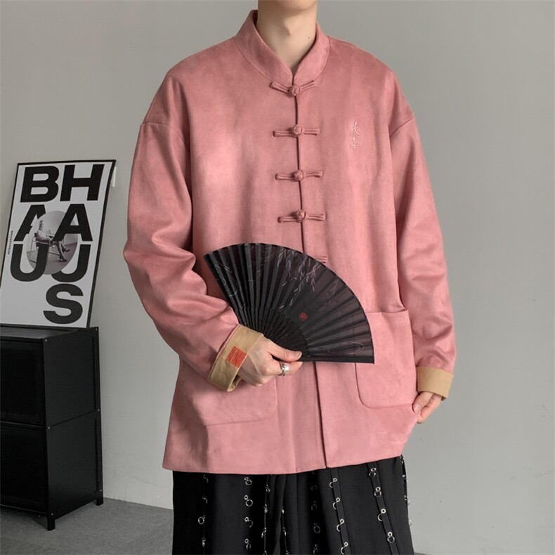 春装风潮立领新中式盘扣外套男女刺绣中式盘扣复古中山装,男装民族服装,星座909
