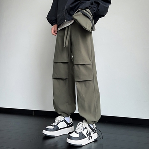 秋季男生高街工装裤户外四方格防水工装裤休闲直筒情侣伞兵裤图片