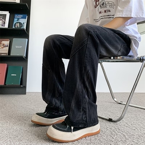 美式水洗做旧解构牛仔裤男士新款夏秋季宽松男休闲长裤子6258/P48图片